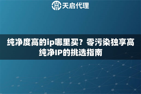 纯净度高的ip哪里买？零污染独享高纯净IP的挑选指南
