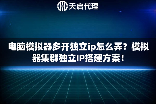 电脑模拟器多开独立ip怎么弄？模拟器集群独立IP搭建方案！