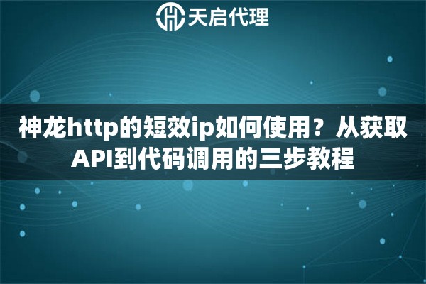 神龙http的短效ip如何使用？从获取API到代码调用的三步教程