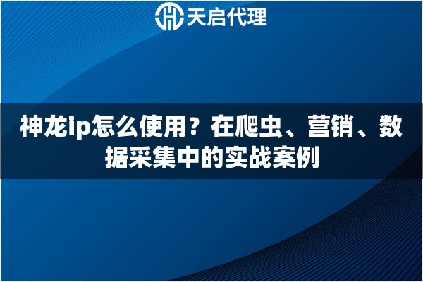 神龙ip怎么使用？在爬虫、营销、数据采集中的实战案例