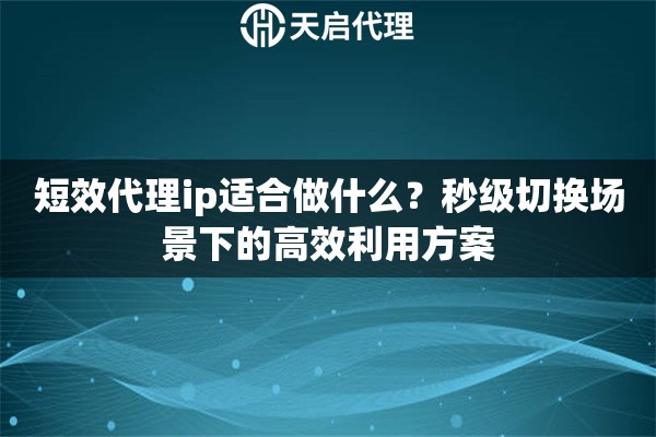 短效代理ip适合做什么？秒级切换场景下的高效利用方案