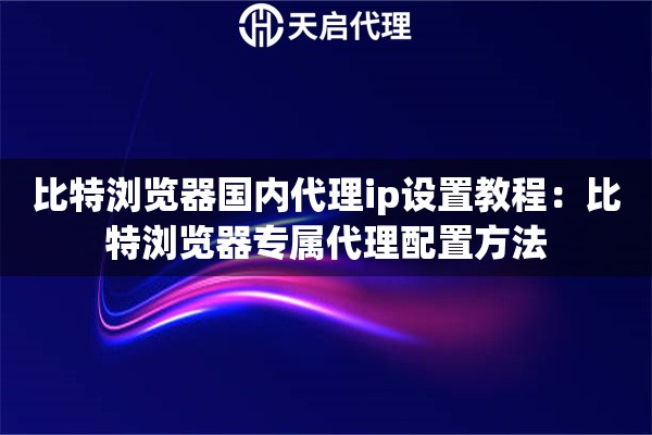 比特浏览器国内代理ip设置教程:比特浏览器专属代理配置方法 比特浏览器国内代理ip设置教程:比特浏览器专属代理配置方法