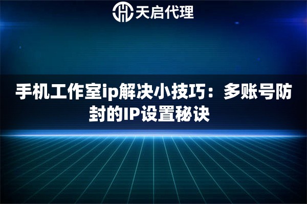 手机工作室ip解决小技巧:多账号防封的IP设置秘诀 手机工作室ip解决小技巧:多账号防封的IP设置秘诀