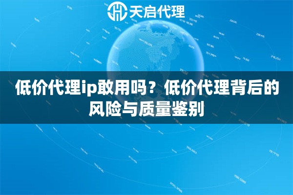 低价代理ip敢用吗?低价代理背后的风险与质量鉴别 低价代理ip敢用吗?低价代理背后的风险与质量鉴别