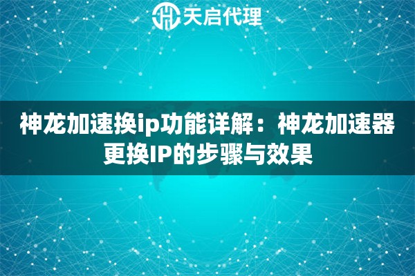 神龙加速换ip功能详解：神龙加速器更换IP的步骤与效果