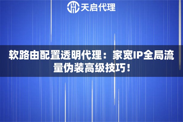 软路由配置透明代理:家宽IP全局流量伪装高级技巧! 软路由配置透明代理:家宽IP全局流量伪装高级技巧!