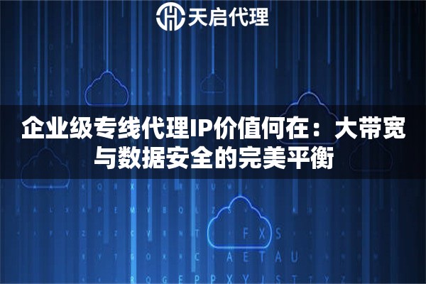 企业级专线代理IP价值何在：大带宽与数据安全的完美平衡