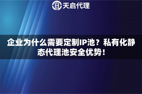 企业为什么需要定制IP池?私有化静态代理池安全优势! 企业为什么需要定制IP池?私有化静态代理池安全优势!