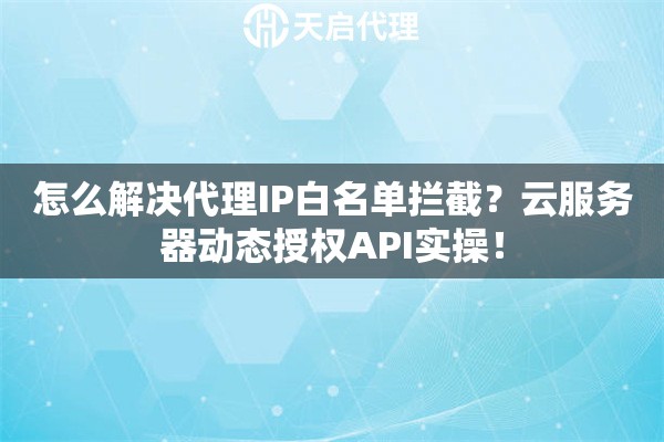 怎么解决代理IP白名单拦截？云服务器动态授权API实操！