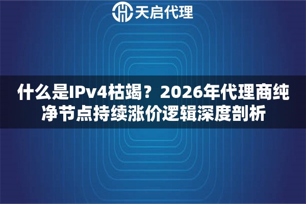 什么是IPv4枯竭？2026年代理商纯净节点持续涨价逻辑深度剖析