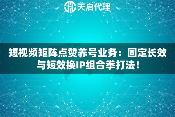 短视频矩阵点赞养号业务：固定长效与短效换IP组合拳打法！