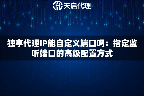 独享代理IP能自定义端口吗：指定监听端口的高级配置方式