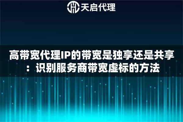 高带宽代理IP的带宽是独享还是共享：识别服务商带宽虚标的方法