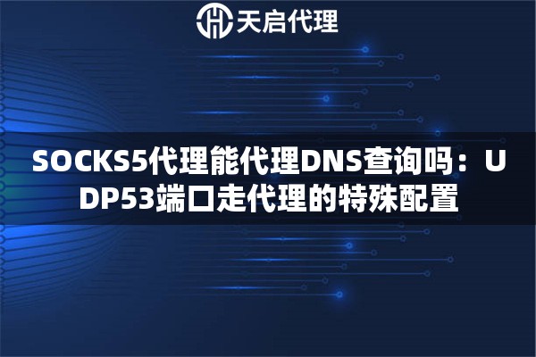 SOCKS5代理能代理DNS查询吗:UDP53端口走代理的特殊配置 SOCKS5代理能代理DNS查询吗:UDP53端口走代理的特殊配置