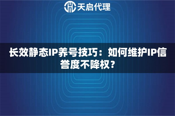 长效静态IP养号技巧：如何维护IP信誉度不降权？