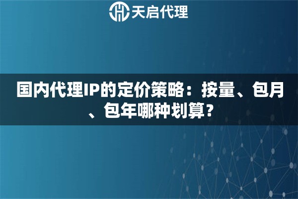 国内代理IP的定价策略：按量、包月、包年哪种划算？