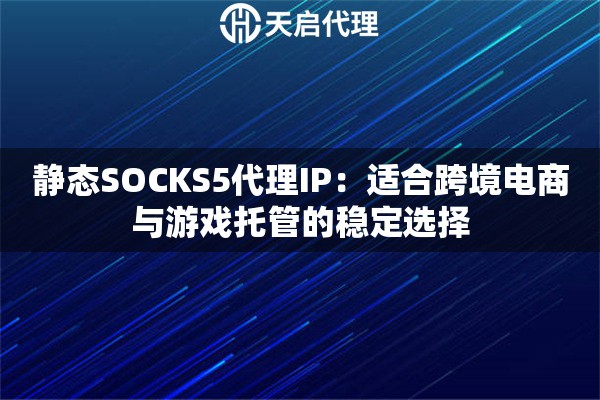静态SOCKS5代理IP：适合跨境电商与游戏托管的稳定选择