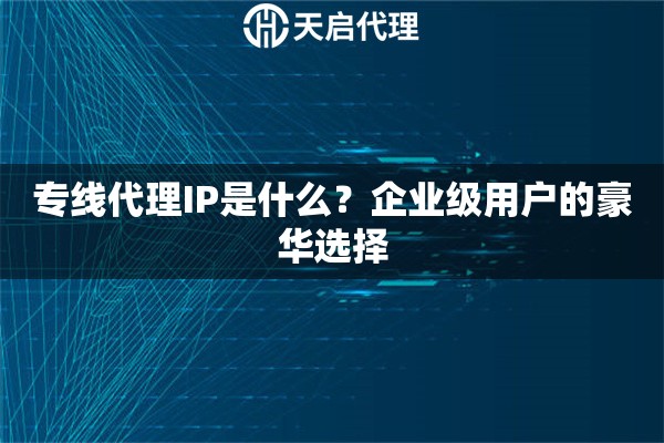 专线代理IP是什么?企业级用户的豪华选择 专线代理IP是什么?企业级用户的豪华选择