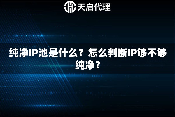 纯净IP池是什么？怎么判断IP够不够纯净？