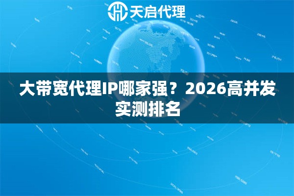 大带宽代理IP哪家强？2026高并发实测排名