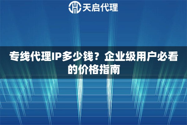 专线代理IP多少钱？企业级用户必看的价格指南