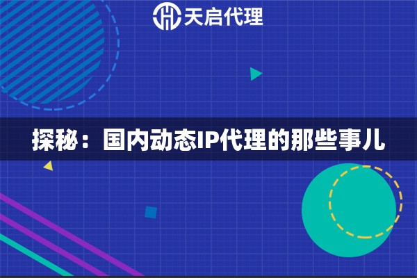 探秘：国内动态IP代理的那些事儿