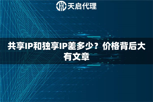 共享IP和独享IP差多少？价格背后大有文章