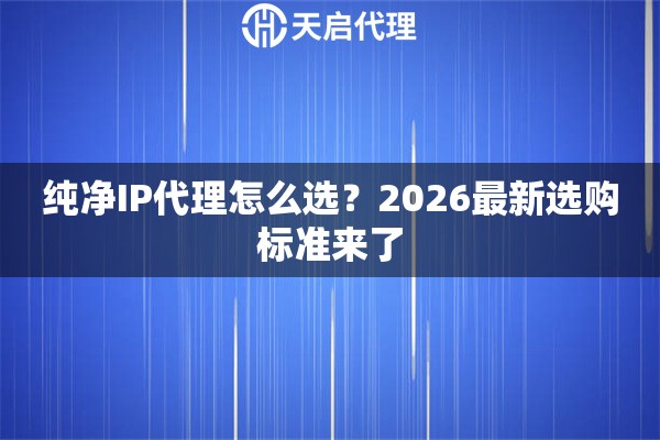 纯净IP代理怎么选？2026最新选购标准来了