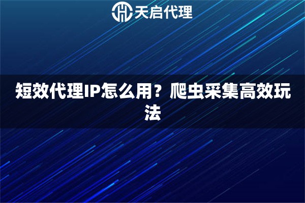 短效代理IP怎么用？爬虫采集高效玩法