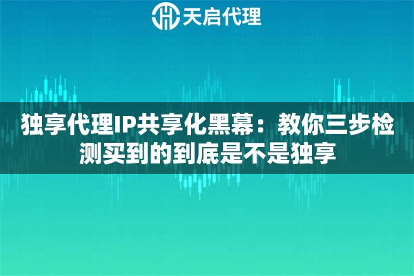 独享代理IP共享化黑幕：教你三步检测买到的到底是不是独享