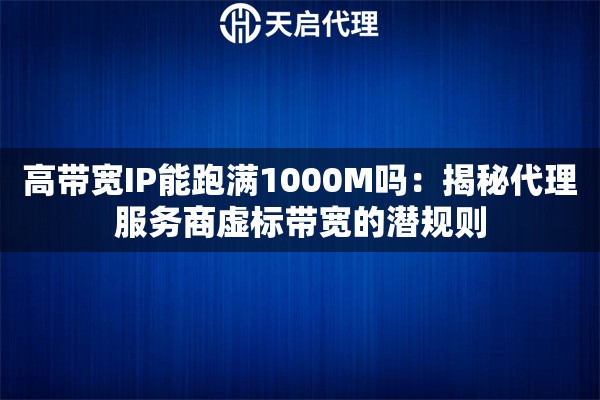 高带宽IP能跑满1000M吗：揭秘代理服务商虚标带宽的潜规则