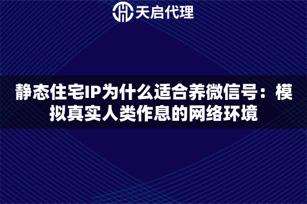 静态住宅IP为什么适合养微信号:模拟真实人类作息的网络环境 静态住宅IP为什么适合养微信号:模拟真实人类作息的网络环境