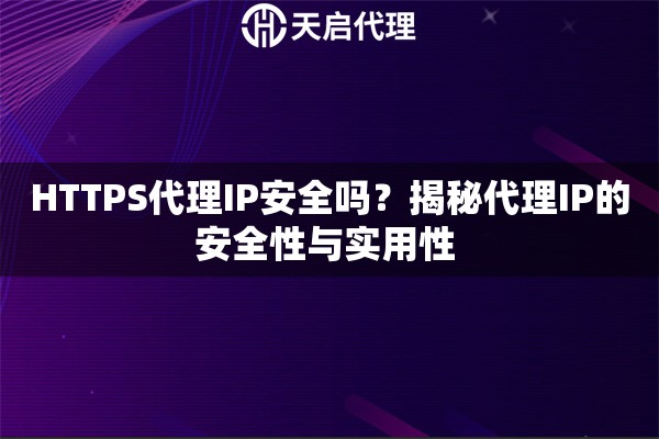 HTTPS代理IP安全吗？揭秘代理IP的安全性与实用性 