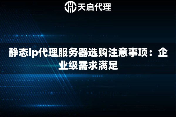 静态ip代理服务器选购注意事项：企业级需求满足