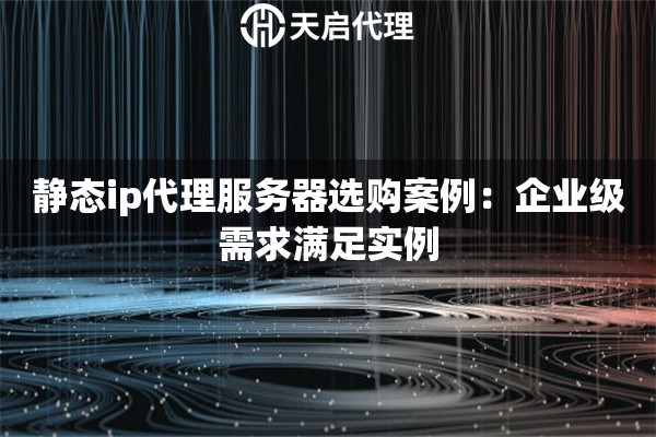 静态ip代理服务器选购案例：企业级需求满足实例