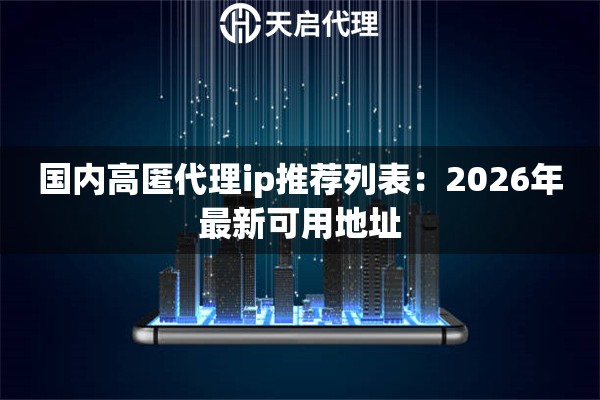 国内高匿代理ip推荐列表：2026年最新可用地址