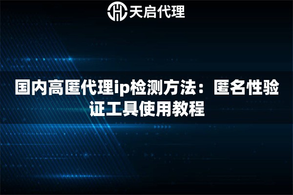 国内高匿代理ip检测方法：匿名性验证工具使用教程