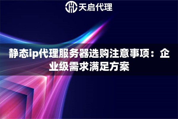 静态ip代理服务器选购注意事项：企业级需求满足方案
