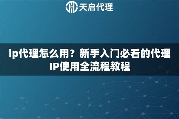 ip代理怎么用？新手入门必看的代理IP使用全流程教程