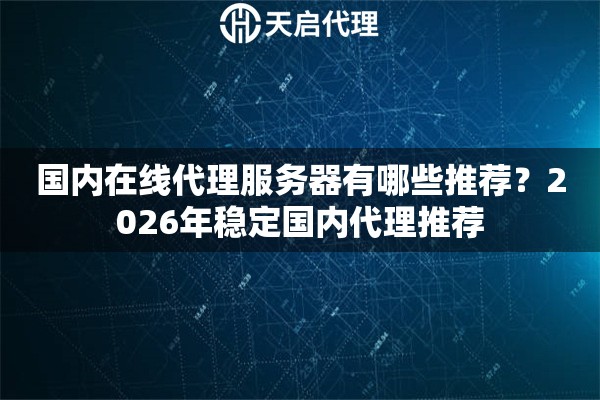 国内在线代理服务器有哪些推荐？2026年稳定国内代理推荐