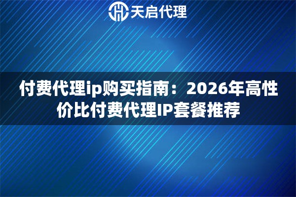 付费代理ip购买指南：2026年高性价比付费代理IP套餐推荐