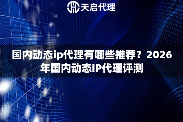 国内动态ip代理有哪些推荐？2026年国内动态IP代理评测