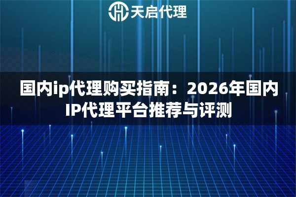 国内ip代理购买指南：2026年国内IP代理平台推荐与评测