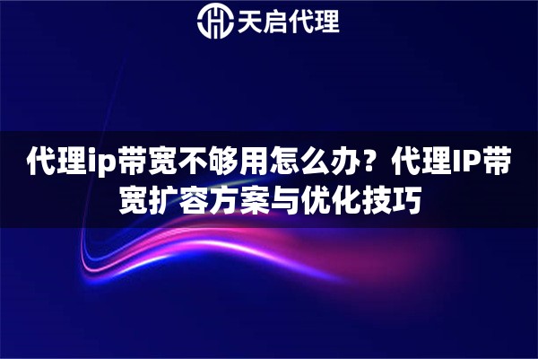 代理ip带宽不够用怎么办？代理IP带宽扩容方案与优化技巧