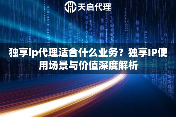 独享ip代理适合什么业务?独享IP使用场景与价值深度解析 独享ip代理适合什么业务?独享IP使用场景与价值深度解析