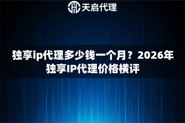 独享ip代理多少钱一个月?2026年独享IP代理价格横评 独享ip代理多少钱一个月?2026年独享IP代理价格横评