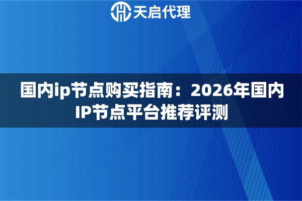 国内ip节点购买指南:2026年国内IP节点平台推荐评测 国内ip节点购买指南:2026年国内IP节点平台推荐评测