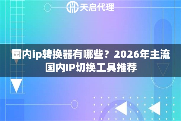 国内ip转换器有哪些？2026年主流国内IP切换工具推荐