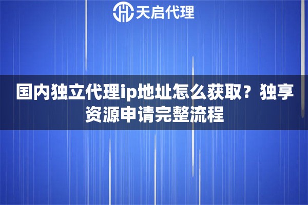 国内独立代理ip地址怎么获取?独享资源申请完整流程 国内独立代理ip地址怎么获取?独享资源申请完整流程