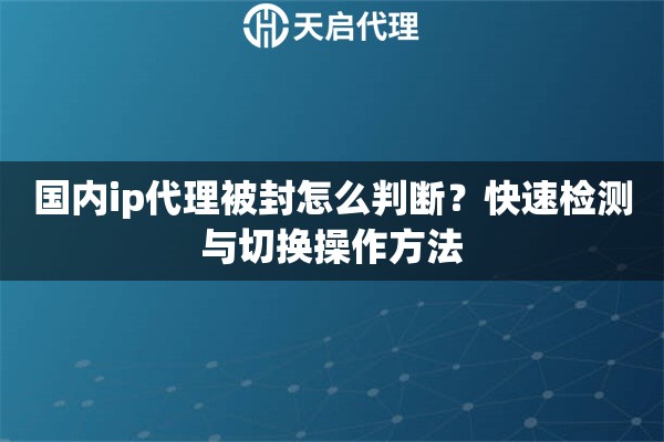 国内ip代理被封怎么判断？快速检测与切换操作方法